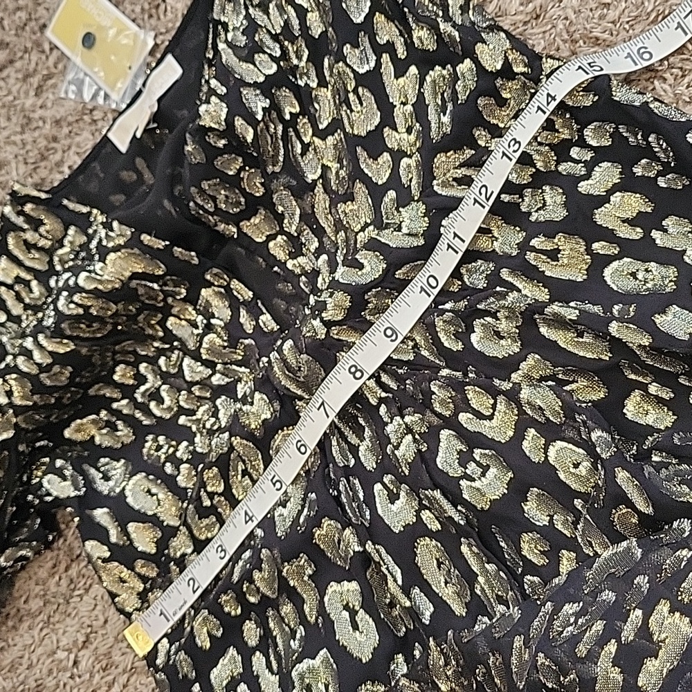 Michael Kors Mini Dress Gold Black Long Sleeve Cocktail Holiday Party NYE 4 New - Picture 13 of 16